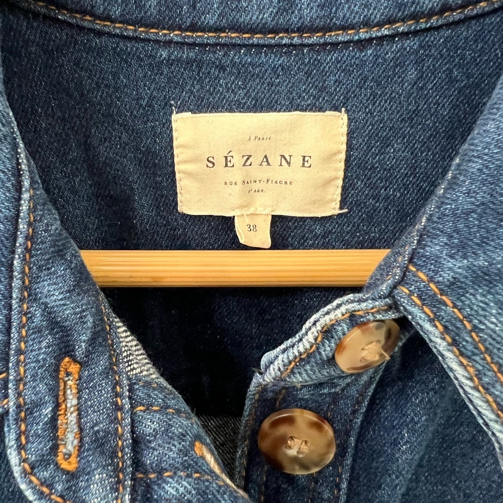 Sézane Blue Denim Dress with Turtoiseshell Buttons - Picture 3 of 6